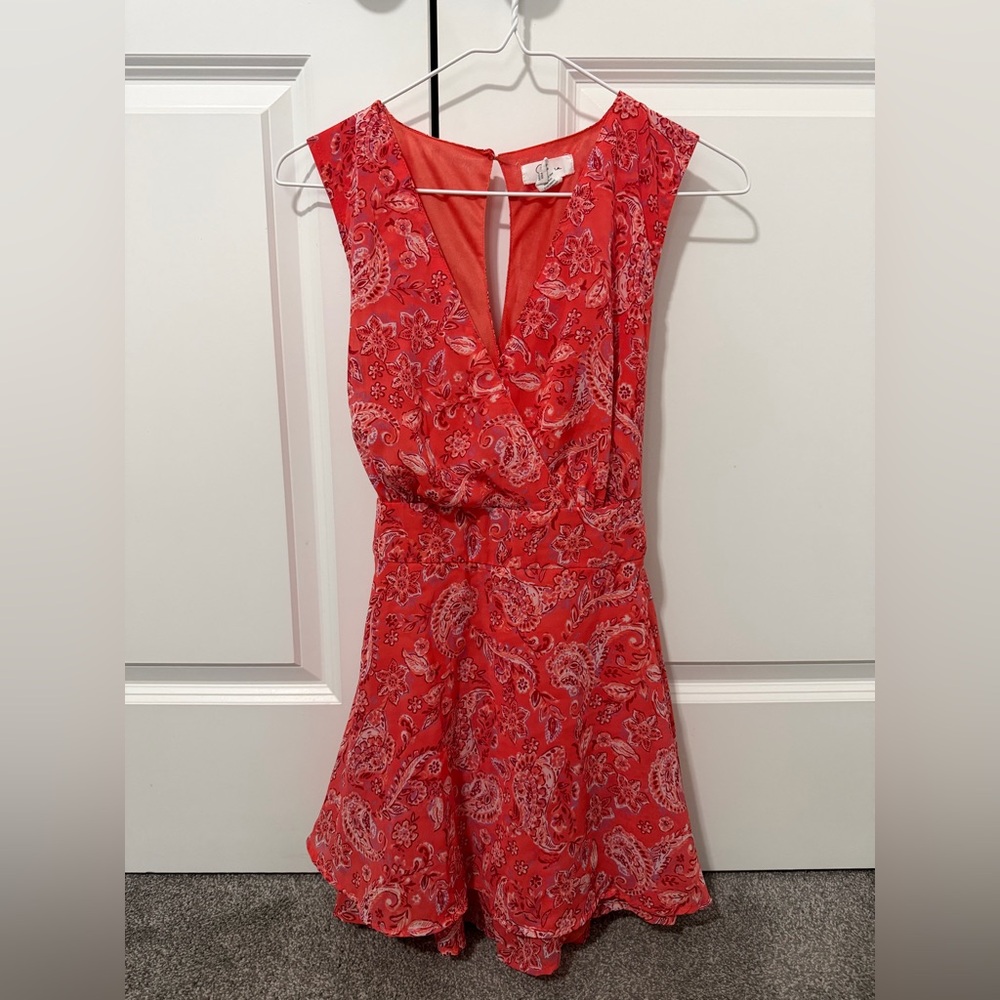Coral Floral Paisley Romper